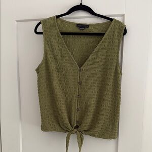 Sanctuary Green Buttoned Tie Front Tank Top